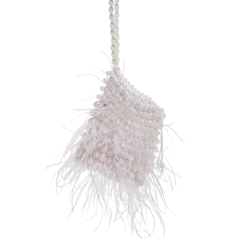 Cult Gaia White Beaded Clutch